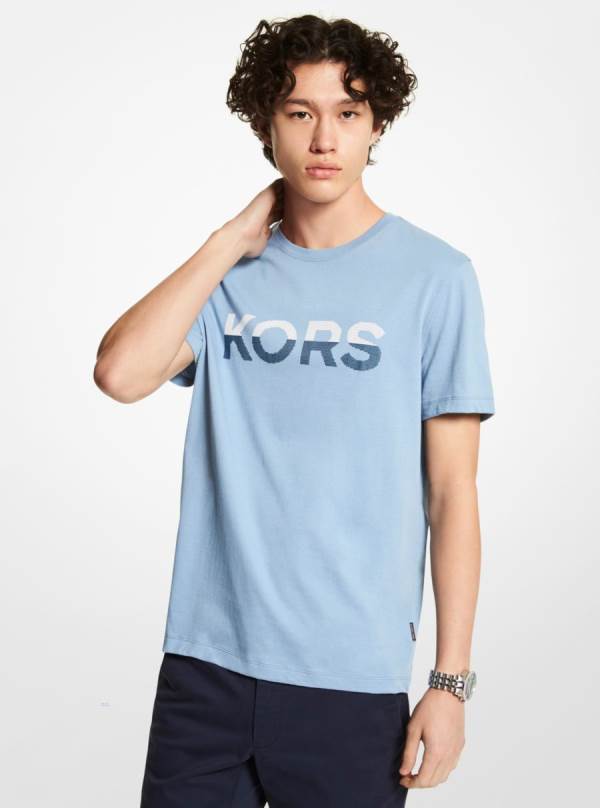 Panske Tricko Michael Kors Logo Cotton Námornícka Modrá - Oblecenie Michael Kors Levně | JYCZA-7081
